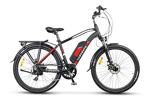 Bici elettriches : Argento Alpha bicicletta da città, E-Bike Uomo, Assicurazione AXA "Tutela Famiglia" inclusa, Nero, Telaio 46 cm