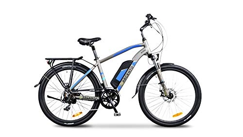 Bici elettriches : Argento Bicicletta elettrica Alpha Città, Uomo, Grigia e Blu, taglia unica