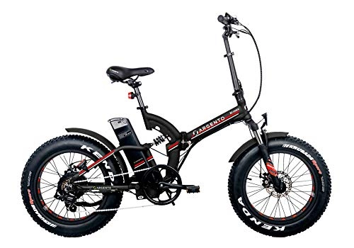 Bici elettriches : Argento Bike-Bimax Red, e-bike pieghevole fat, Nero e Rosso, ruote 20