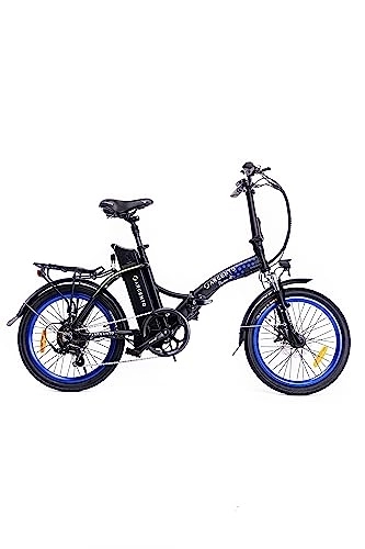 Bici elettriches : Argento Piuma+, Bicicletta elettrica da Città Pieghevole Unisex Adulto, Blu, 42