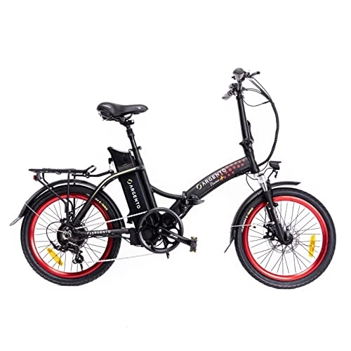 Bici elettriches : Argento Piuma+, Bicicletta elettrica da Città Pieghevole Unisex Adulto, Rosso, 42