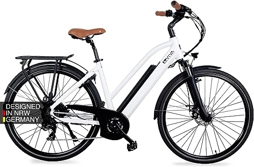 Bici elettriches : AsVIVA bicicletta elettrica B15-D ruote da 28”, è un'e-bike potente con batteria Samsung, motore posteriore da 250 W, cambio Shimano a 7 rapporti e freni a disco.