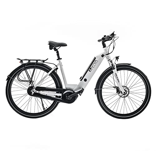 Bici elettriches : AsVIVA Bicicletta elettrica olandese B14, altezza telaio 55 cm, pedelec da 28 pollici, disponibile in bianco o grigio, bici elettrica di alta qualità con batteria extra forte, bici da città con motore