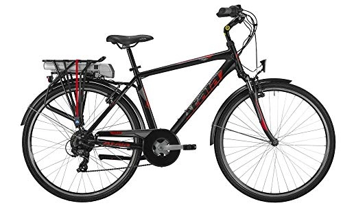 Bici elettriches : Atala Bici elettrica 2019 E-Run FS 28" da Uomo, Misura Unica 49, 6 velocità, Colore Nero-Rosso