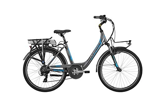 Bici elettriches : Atala E-Run FS 400 26" 2019 City Bike Tg 45 Anthracite / Light Blue Matte Front Bafang 36V, 250W