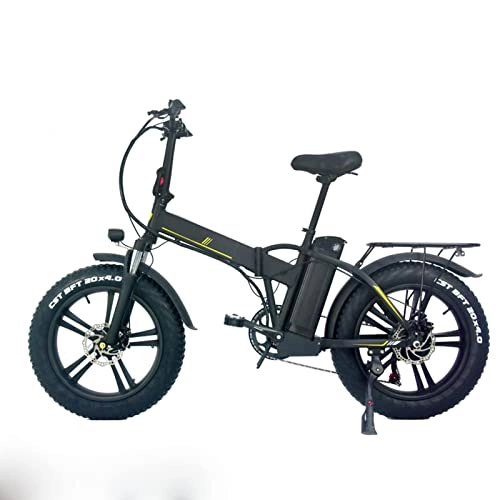 Bici elettriches : AWJ Bici elettriche per Adulti 500 W Bicicletta elettrica Pieghevole 20 Pollici 4.0 Fat Tire Max 45 km / H 48 W Bicicletta elettrica Pieghevole elettrica Beach Snow Ebike