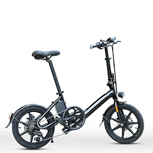 Bici elettriches : AYHa Adulti pieghevole bici elettrica, 6 Velocità 250W motore da 16 pollici della lega di alluminio Freni City Travel E-Bike doppio disco 36V batteria al litio con Rear Seat, Nero, 7.5Ah
