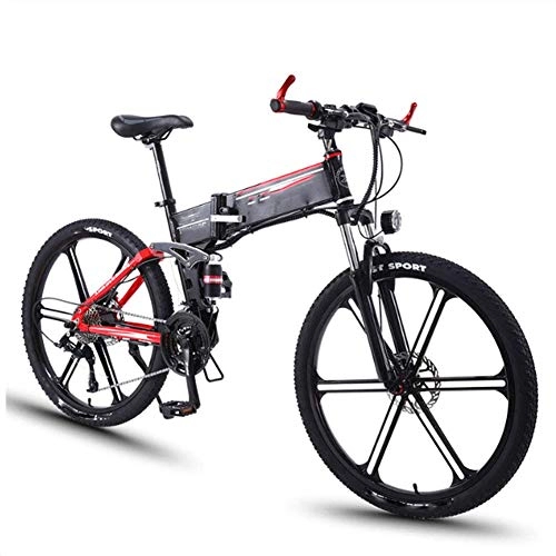 Bici elettriches : AYHa Folding Bike elettrico, 350W 26 '' in lega di alluminio bicicletta elettrica con rimovibile 36V 8Ah agli ioni di litio 27 Velocità Shifter Freni a disco doppio unisex, Nero