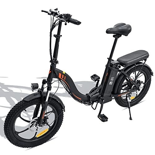 Bici elettriches : Azkoeesy F20 Bicicletta elettrica pieghevole con batteria da 36 V 15 AH per pendolari, bicicletta pieghevole da 20 pollici, da uomo e da donna, 250 W (nero # 20 pollici)