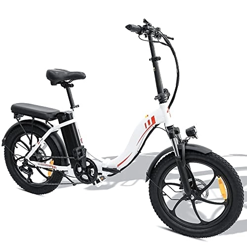 Bici elettriches : Azkoeesy F20 Pieghevole E Bike Ufficiale Fatbike con batteria da 36 V 15 AH per pendolari, bici pieghevole da 20 pollici, da uomo e da donna, 250 W (bianco 20 pollici)