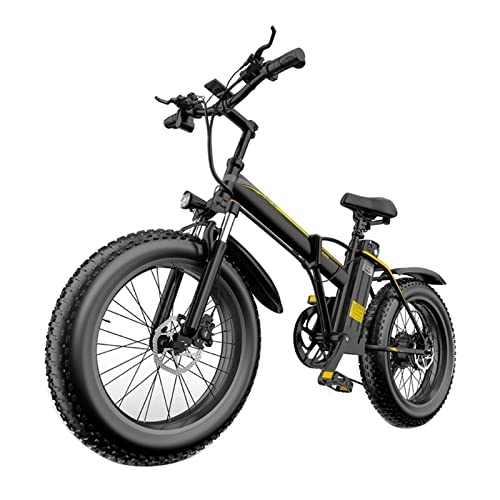 Bici elettriches : Bici elettrica 1000W 12.8Ah Batteria Mountain Bike 48V Motore Brushless Snow Bike 20 Pollici Tire E Bikes (Colore : Nero)