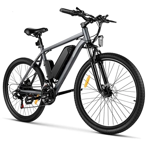 Bici elettriches : Bici elettrica 15, 5 mph 26 pollici diametro ruota 250W / 350W per adulti 21 velocità elettrica Mountain Bike Shifter E-Bike anteriore e posteriore freno a disco bicicletta (dimensioni: grigio 26" 350W)