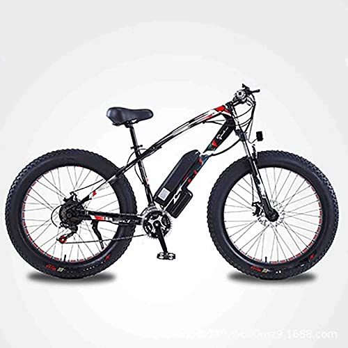 Bici elettriches : Bici Elettrica 26"Bicicletta con Pneumatici Grassi 350 W 36 V / 8 Ah Batteria Ciclomotore Snow Beach Mountain Bike Acceleratore E Pedale (Color : Black, Size : 10AH)