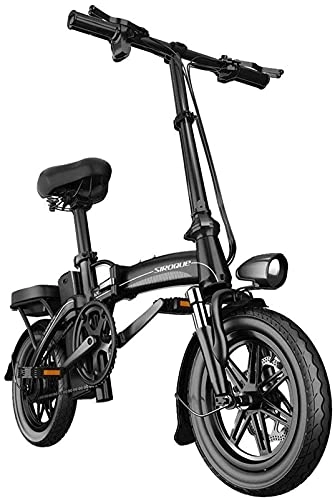 Bici elettriches : Bici elettrica per Adulti Bici elettrica Pneumatici da 14 Pollici Motore da 400 W 25 km / h Bici elettrica Pieghevole da 30 Ah Batteria 3 modalità di Guida (Colore: Nero, Dimensioni: Portata