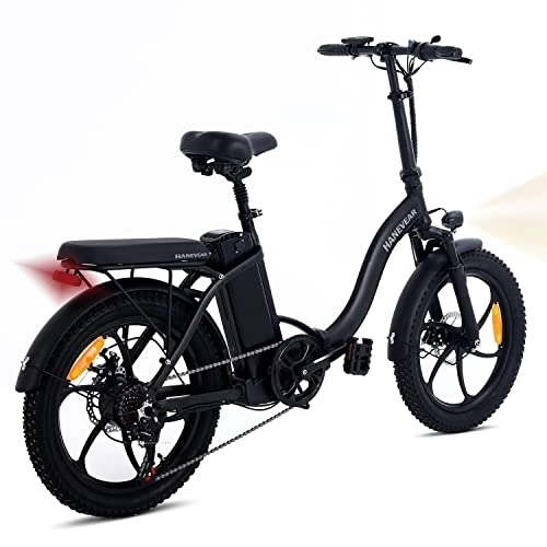 Bici elettriches : Bici Elettrica Pieghevole, 20'' 3.0 Fat Bike Elettrica, Motore 3 Velocità da 250W e Batteria al litio 48V / 10Ah, Shimano 7-velocità Freni a Disco, Bici Elettrica a Pedalata Assistita Unisex Adulto