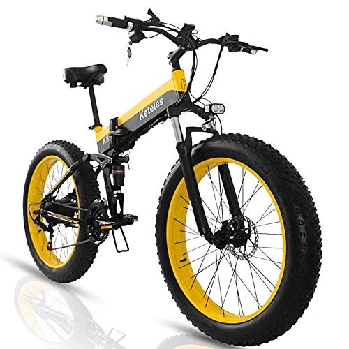 Bici elettriches : Bici Elettrica Pieghevole Mtb E-bike Fat Bike, 1000W Bicicletta Elettrica a Pedalata Assistita Unisex Adulto, Batteria Removibile da 48V 15A, Pneumatici da 26” x 4.0”