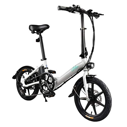 Bici elettriches : Bici Elettriche, Pieghevole Bicicletta Elettrica a velocità Variabile in Lega di Alluminio 250W E-Bike con 16 Ruote Bianco