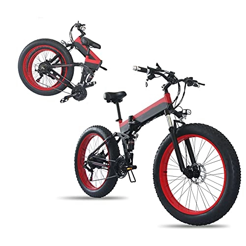 Bici elettriches : Bici Elettriche, Pieghevole Per Adulti 26" Fat Tire Bike 800W Motore Ammortizzatore Completo Ammortizzatore Anteriore E Posteriore Bicicletta Elettrica Snowy Beach Mountain Ebike, Black red, 36V10AH