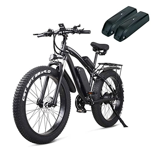 Bici elettriches : Bicicletta da montagna elettrica Ebike 1000 W con pneumatici grandi, batteria rimovibile 48 V 17 Ah, schermo LCD 3, 5", velocità 21 velocità (Balck Add an Extra Battry))