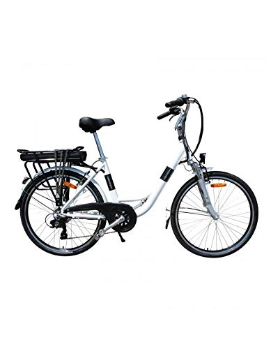 Bici elettriches : Bicicletta Electrique-Vae City Newton Urban 26 Alluminio Misto Femmina--maschio 6 Marce con LCD, Motore 250w Bianco Perlato