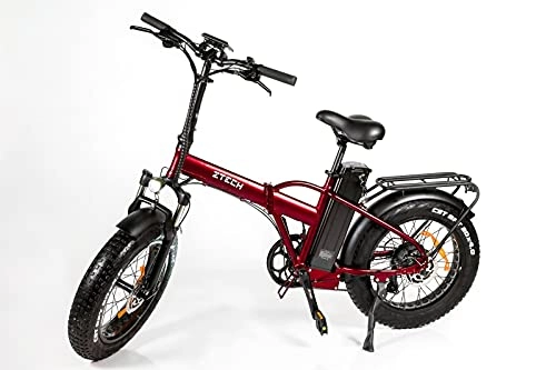 Bici elettriches : Bicicletta elettrica a pedalata assistita E-Bike Z-Tech ZT-89-C Folding Etna Telaio (Dritto) 500W 48V Batteria Litio Estraibile (Rosso)