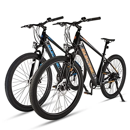 Bici elettriches : Bicicletta elettrica da uomo e da donna da 27, 5", con batteria da 36 V-10, 4 Ah, 360 Wh e cambio Shimano a 7 marce, display LCD, bicicletta con forcella ammortizzata MTB, durata 50-80 km