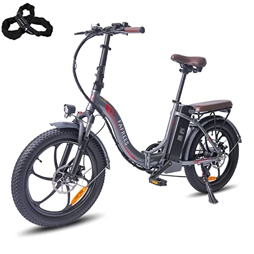 Bici elettriches : Bicicletta elettrica Fafrees F20-PRO, bici elettrica urbana pieghevole da 20 pollici, MTB elettrica da 250 W con batteria da 18 Ah, 150 km, E-bike Shimano a 7 velocità, grigio