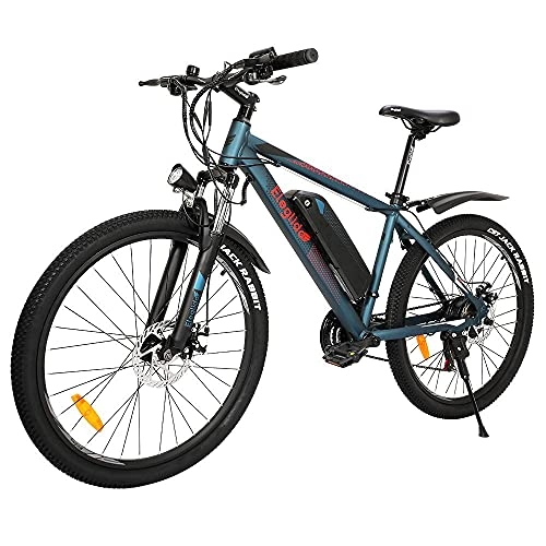 Bici elettriches : Bicicletta Elettrica per Adulti Eleglide, Mountain Bike Elettrica 26", Motore 250 W, Batteria 7, 5 Ah, Trazione Anteriore e Posteriore Shimano - 21 Velocità (Blu-M1)