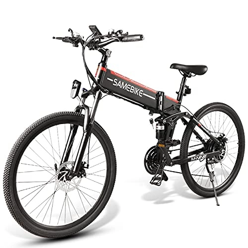 Bici elettriches : Bicicletta elettrica Pieghevole a 26 Pollici da 500 W Bicicletta elettrica a 21 velocità con Assorbimento degli Urti E Bike con Forcella Ammortizzata Batteria da 10, 4 Ah Gamma 80 km