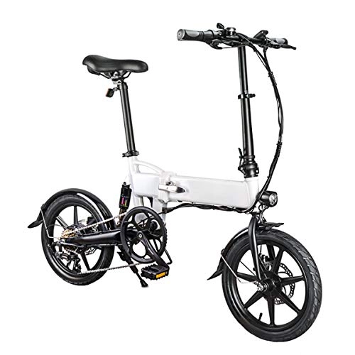 Bici elettriches : Bicicletta Elettrica, Pieghevole a velocità Variabile E-Bike Bicicletta in Lega di Alluminio 250W Ad Alta Potenza con con Batteria al Litio da 7, 8Ah Bianca