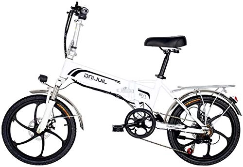Bici elettriches : Bicicletta elettrica pieghevole, bicicletta elettrica da 20 "con batteria agli ioni di litio rimovibile da 48 V 10, 5 / 12, 5 Ah, motore da 350 W e cambio professionale a 7 velocità (colore: bianco, dim