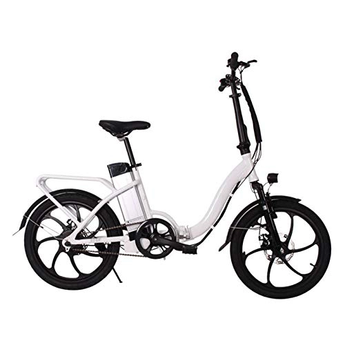 Bici elettriches : Bicicletta Elettrica Pieghevole con Motore da 250W 36V 10.4Ah Batteria, 20 Pollice Lega di Alluminio Bicicletta a Pedalata Assistita per Adulti in Città, Bianca
