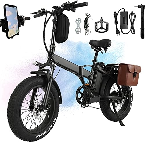 Bici elettriches : Bicicletta Elettrica Pieghevole Grande Pneumatico 20"* 4" MTB Fat Bike, Città Adulta Bici con Motore Potente Batteria 48V 15Ah Shimano a 7 Velocità