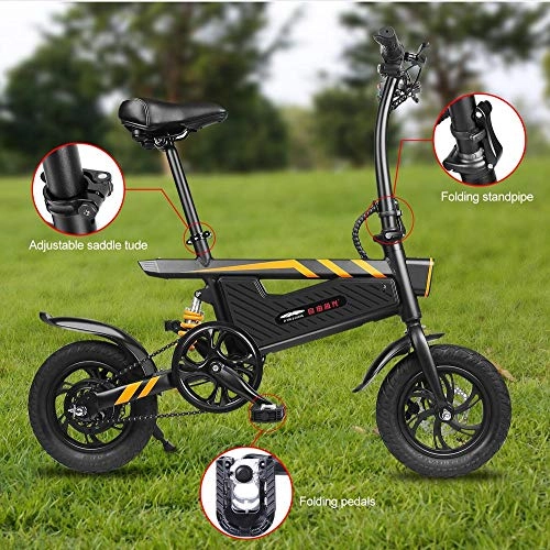 Bici elettriches : Bicicletta elettrica Pieghevole per adulti, e-bike, scooter elettrico con fari a LED, freno a disco, motore da 250 watt, fino a 25 km / h