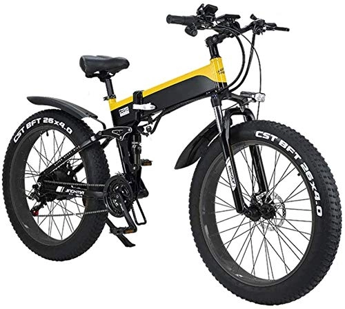Bici elettriches : Bicicletta elettrica pieghevole portatile regolabile per adulti, bicicletta elettrica da 26 pollici / bici da pendolare pieghevole con motore da 500 W, 48 V 10 Ah, ingranaggi di trasmissione a 21 / 7 ve