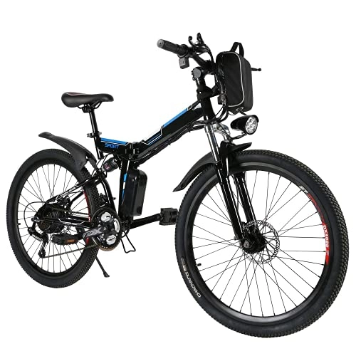 Bici elettriches : Bicicletta elettrica pieghevole, Speedrid mountain bike elettrica 26'' con doppio assorbimento degli urti, Ebike massima 350W con professionale 21 velocità, 36V 8Ah batteria