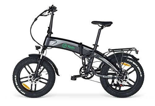 Bici elettriches : Bicicletta elettrica, Youin You-Ride Dakar, pieghevole, ruote Fat 20", batteria integrata estraibile, autonomia fino a 45 km, cambio Shimano a 7 velocità.