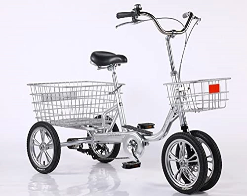 Bici elettriches : Biciclette A Quattro Ruote per Adulti di Mezza età E Anziano Piccolo Manodopera A Pedali Singola 14 Pollici, Stabile, Shopping Viaggio(Color:Argento)