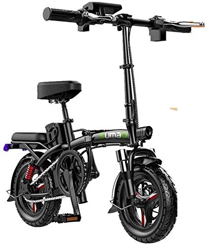 Bici elettriches : Biciclette elettriche veloci per adulti Bicicletta elettrica pieghevole per adulti, bicicletta elettrica da 14 pollici / bici per pendolari, distanza di percorrenza 30-180 km, batteria 48V, cambio a 3