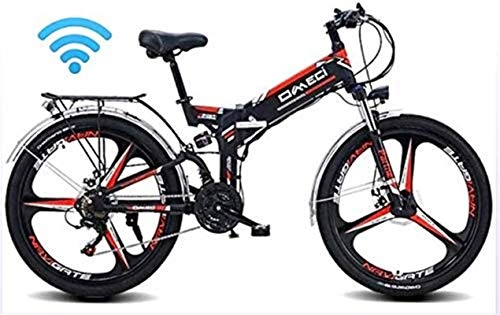 Bici elettriches : Bike, 24"Pieghevole Ebike, 300 W Mountain Mountain Bike per Adulti 48 V 10Ah Litio Battery Pedal Assist E-MTB con 90km Durata della Batteria, Posizionamento GPS, Brake ad Olio (Colore Bianco)