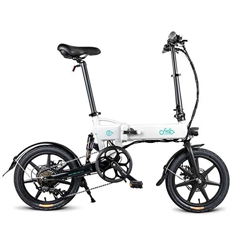 Bici elettriches : Bike Pieghevole Bici Elettrica per Adulti 16 Pollici Pneumatici 3 Equitazione modalità 250W Motore 25 Kmh 7.8Ah Batteria al Litio White