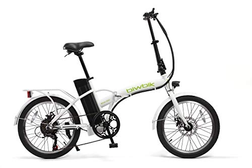 Bici elettriches : Biwbik - Bicicletta pieghevole elettrica, mod.Book, con batteria agli ioni di litio, da 36 V, 10 ah, Unisex, bianco