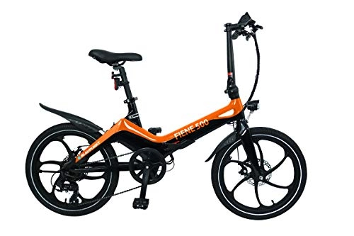 Bici elettriches : Blaupunkt Falt-E-Bike, FIENE 500 | Bicicletta elettrica Pieghevole Unisex-Adulti, Arancione e Nero, 20