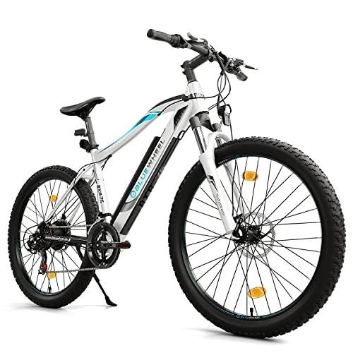 Bici elettriches : Bluewheel - BXB75 E-Mountain Bike, Bici Elettrica con Motore da 250W, Ricaricabile Bici Elettriche Fino a 25 km / h di Velocità, Bici Pedalata Assistita con Smart App Control, 27, 5 Pollici, Bianco
