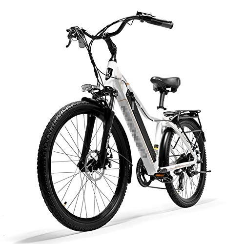 Bici elettriches : BMXzz 26" Bicicletta Elettrica, Mountain e-Bike Telaio in Lega di Alluminio 6061 con 36V 15Ah Batteria agli Ioni di Litio 300W velocità Massima 25 km / h, Bianca