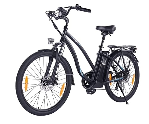 Bici elettriches : Bodywel Bicicletta elettrica A26 E da donna, 26", 250 W / 36 V, 15 Ah, 540 Wh, portata della batteria 70 – 90 km con Shimano a 7 marce, City E-Bike da donna