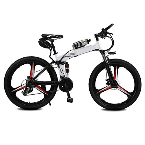 Bici elettriches : BXZ Mountain bike elettrica, bicicletta elettrica da 26 pollici da 250 W con batteria agli ioni di litio rimovibile da 36 V 6, 8 Ah, cambio a 21 velocità, bianca