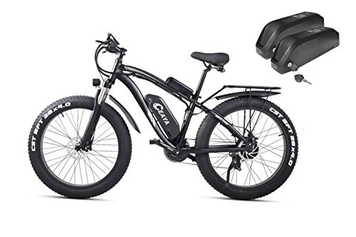 Bici elettriches : Ceaya 26" bicicletta elettrica 1000W 48V 17Ah Batteria rimovibile Pendolare 21 Velocità ingranaggi E-Bike per adulti (nero(Doppia batteria))