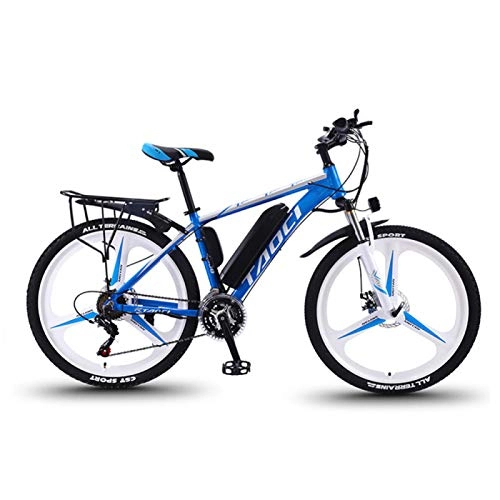 Bici elettriches : CHR 36V 350W Batteria agli Ioni di Litio Rimovibile Mountain Ebike ， Bici Elettrica Bicicletta Elettrica per Adulti Bici in Lega di Alluminio Bici da Esterno, Blue-10AH70km