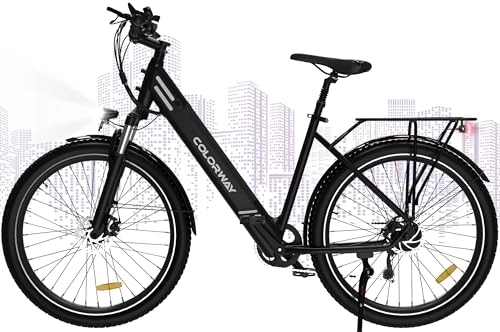 Bici elettriches : COLORWAY Bici elettrica da 27, 5", Mountain Ebike con 36V 15Ah, Bici da pendolare con Motore da 250W, Due modalità di Guida, Display LCD, Bicicletta elettrica per Adulti
